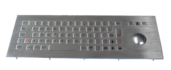 Mechanical rugged industrial stainless steel keyboard with built in trackball