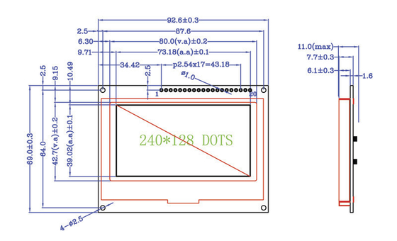 COB FSTN 240 * 160 Graphic LCD Display module with ST7529 controller and parallel port